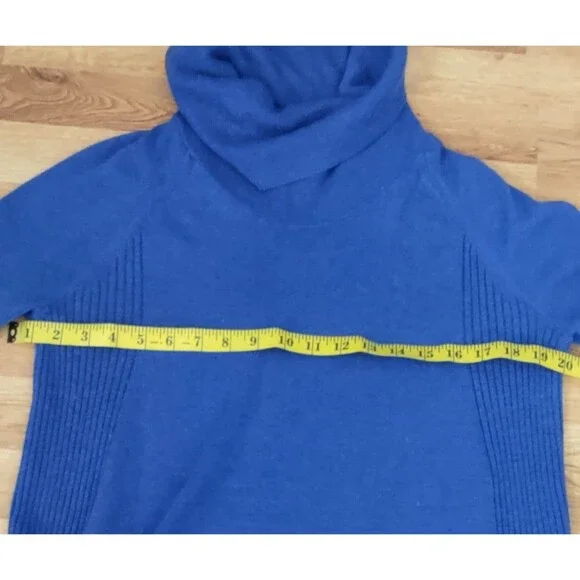Ann Taylor Loft | Cobalt Royal Blue Women's Soft Cowl Neck Sweater Size M - Picture 7 of 7